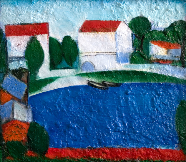 «Red roofs» 30.5x35cm. 2005. Oil on plywood