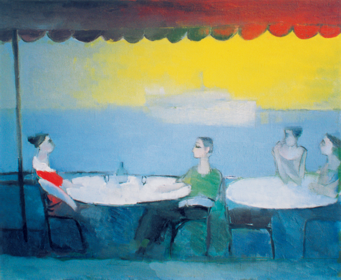 «The Amra café frequenters» 45x55cm. 1998. Oil on canvas