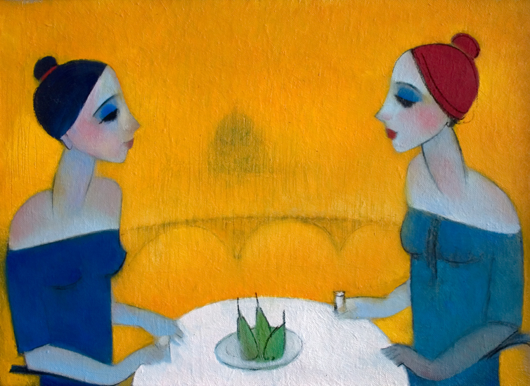 «Two sisters» 55.5x75cm. 2004. Oil on canvas